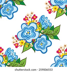 Seamless texture with flowers and leaves. Can be used for wallpaper, pattern fills, web page background, surface textures