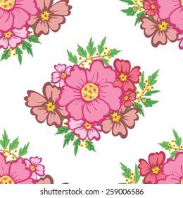 Seamless texture with flowers and leaves. Can be used for wallpaper, pattern fills, web page background, surface textures