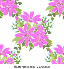 Seamless texture with flowers and leaves. Can be used for wallpaper, pattern fills, web page background, surface textures