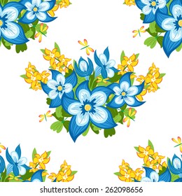 Seamless texture with flowers and leaves. Can be used for wallpaper, pattern fills, web page background, surface textures