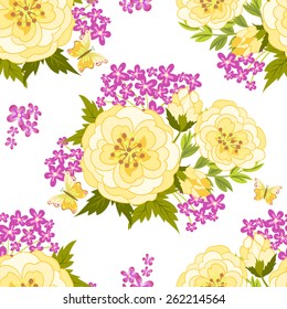 Seamless texture with flowers and leaves. Can be used for wallpaper, pattern fills, web page background, surface textures