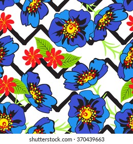 Seamless texture with flowers and leaves. Can be used for wallpaper, pattern fills, web page background, surface textures