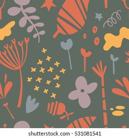 Seamless texture with flowers and leaves. Cute pattern can be used for wallpaper, pattern fills, web page background,surface textures, printing on textiles.