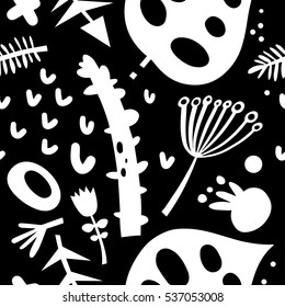 Seamless texture with flowers and leaves. Cute pattern can be used for wallpaper, pattern fills, web page background,surface textures, printing on textiles.