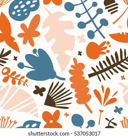 Seamless texture with flowers and leaves. Cute pattern can be used for wallpaper, pattern fills, web page background,surface textures, printing on textiles.