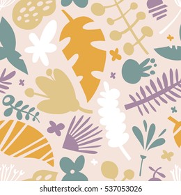 Seamless texture with flowers and leaves. Cute pattern can be used for wallpaper, pattern fills, web page background,surface textures, printing on textiles.