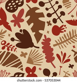 Seamless texture with flowers and leaves. Cute pattern can be used for wallpaper, pattern fills, web page background,surface textures, printing on textiles.