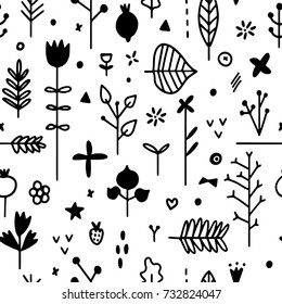 Seamless texture with flowers and leaves. Cute pattern can be used for wallpaper, pattern fills, web page background,surface textures, printing on textiles.