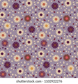 Seamless texture with flowers in neutral tones, vector