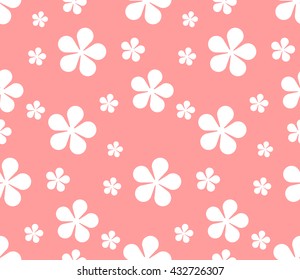 Seamless texture with flowers on pink background. Vector background for scrapbooking, greeting cards, web sites and your design