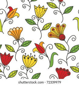 Seamless texture with flowers on white. Endless floral pattern.