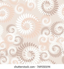 Seamless texture. Flowers from spiral vortices. Five-color pattern.