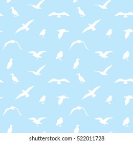 Seamless texture with flying seagulls.