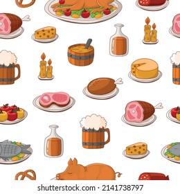  Seamless texture, food for a medieval tavern