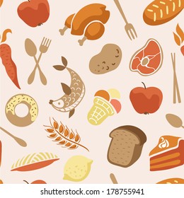 Seamless texture with food (vector)