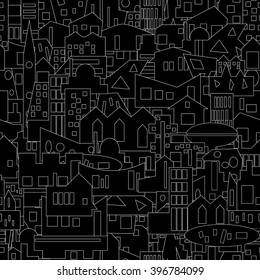 Seamless texture in the form of black and white city