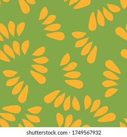 Seamless texture in the form of a drop or a petal. Summer background with green and yellow petals. For summer and spring design of wallpaper, wrapping paper, stationery.