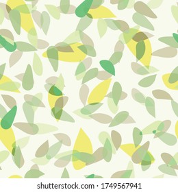 Seamless texture in the form of a drop or a petal. Summer background with green and yellow petals. For summer and spring design of wallpaper, wrapping paper, stationery.