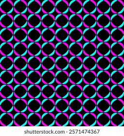 Seamless texture in the form of a pink and blue geometric pattern on a black background