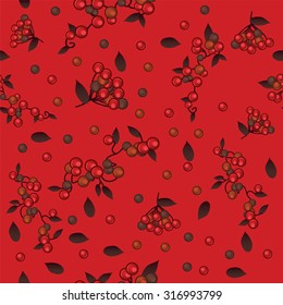 Seamless texture in the form of red berries on a red background. Vector.
