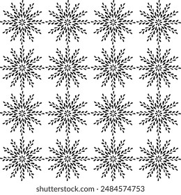 Seamless texture in the form of round abstract patterns in black on a white background