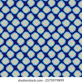Seamless texture in the form of a spotted multi-colored pattern on a blue background