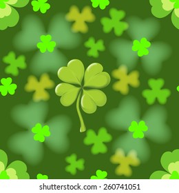 Seamless texture of the four leaf clover. Vector.