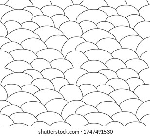 Seamless texture of freehand painted stones. Black contour lines on a white background. Vector eps10.