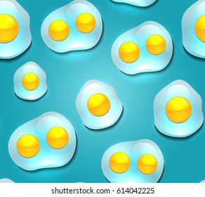 Seamless texture with fried eggs. Omelette. Vector background for your creativity