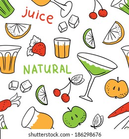 Seamless texture with fruit and juice (vector)