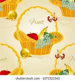 Seamless texture fruit in a wicker basket