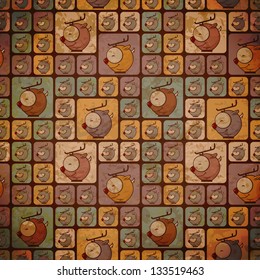 Seamless texture with funny cartoon deers.