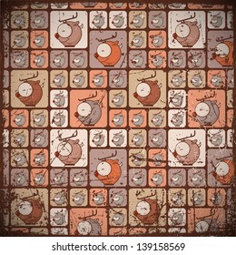 Seamless texture with funny cartoon deers.
