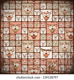 Seamless texture with funny cartoon deers.