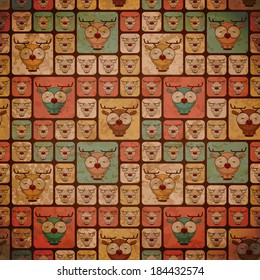 Seamless texture with funny cartoon deers.
