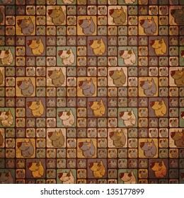 Seamless texture with funny cartoon dogs.
