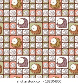 Seamless texture with funny cartoon frogs.
