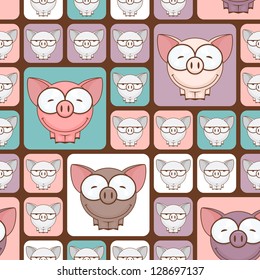 Seamless texture with funny cartoon pigs.
