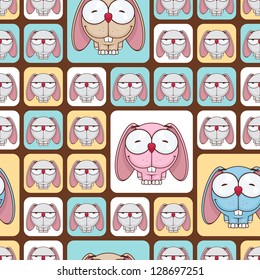 Seamless texture with funny cartoon rabbits.