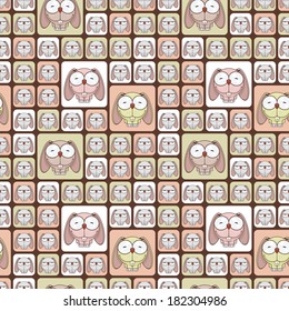 Seamless texture with funny cartoon rabbits.