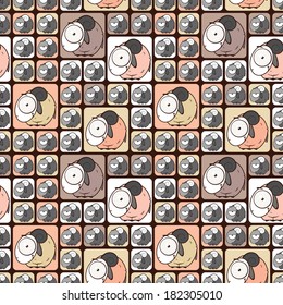 Seamless texture with funny cartoon sheep.