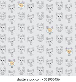Seamless texture with funny cartoon sheep. Vector halloween background