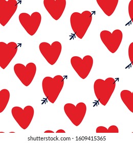 Seamless texture with funny hearts