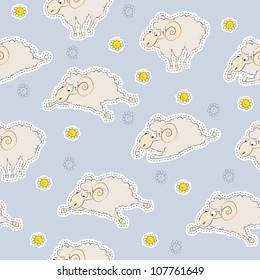 Seamless texture with funny sheep