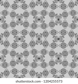 Seamless texture of geometric, floral ornament. decorative square background with hand drawn Indonesian tribal ornament. Vector illustration. Ready for textile design, fabric, and interior design.