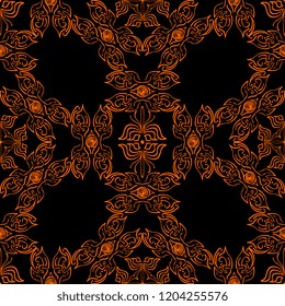 Seamless texture of geometric, floral ornament. decorative square background with hand drawn Indonesian tribal ornament. Vector illustration. Ready for textile design, fabric, and interior design.