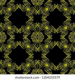 Seamless texture of geometric, floral ornament. decorative square background with hand drawn Indonesian tribal ornament. Vector illustration. Ready for textile design, fabric, and interior design.