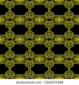 Seamless texture of geometric, floral ornament. decorative square background with hand drawn Indonesian tribal ornament. Vector illustration. Ready for textile design, fabric, and interior design.