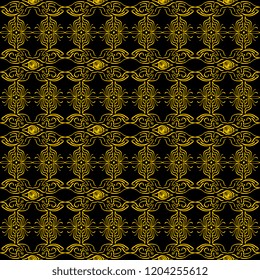 Seamless texture of geometric, floral ornament. decorative square background with hand drawn Indonesian tribal ornament. Vector illustration. Ready for textile design, fabric, and interior design.