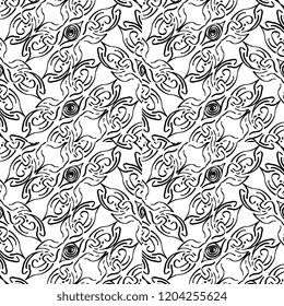 Seamless texture of geometric, floral ornament. decorative square background with hand drawn Indonesian tribal ornament. Vector illustration. Ready for textile design, fabric, and interior design.